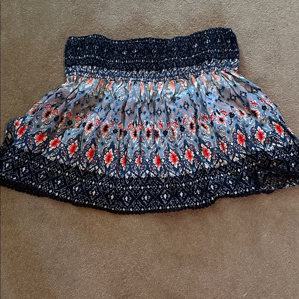 Hollister Blue and Pink Floral Skirt